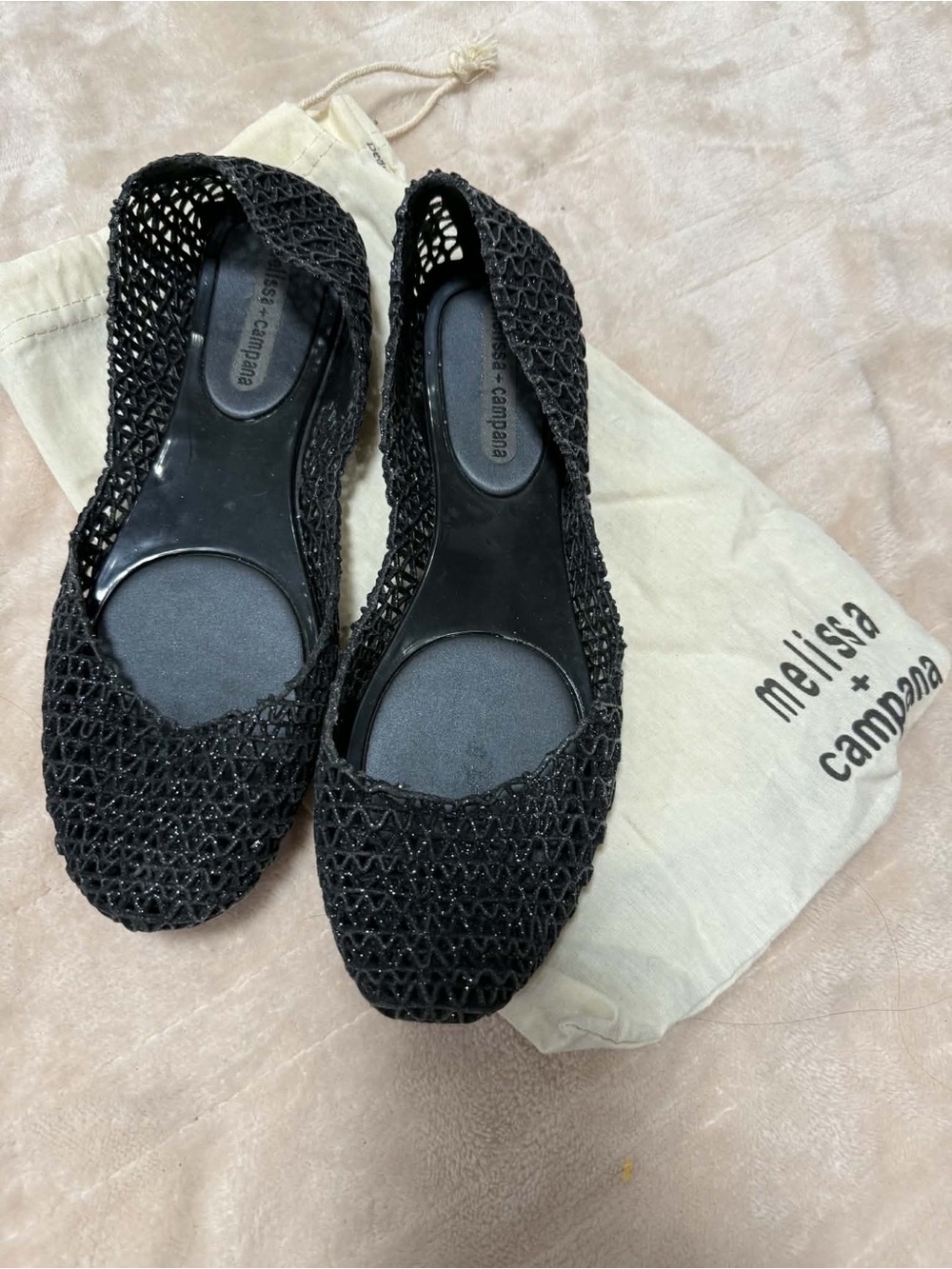Milissa + Campana Black Woven Ballet Flats 8